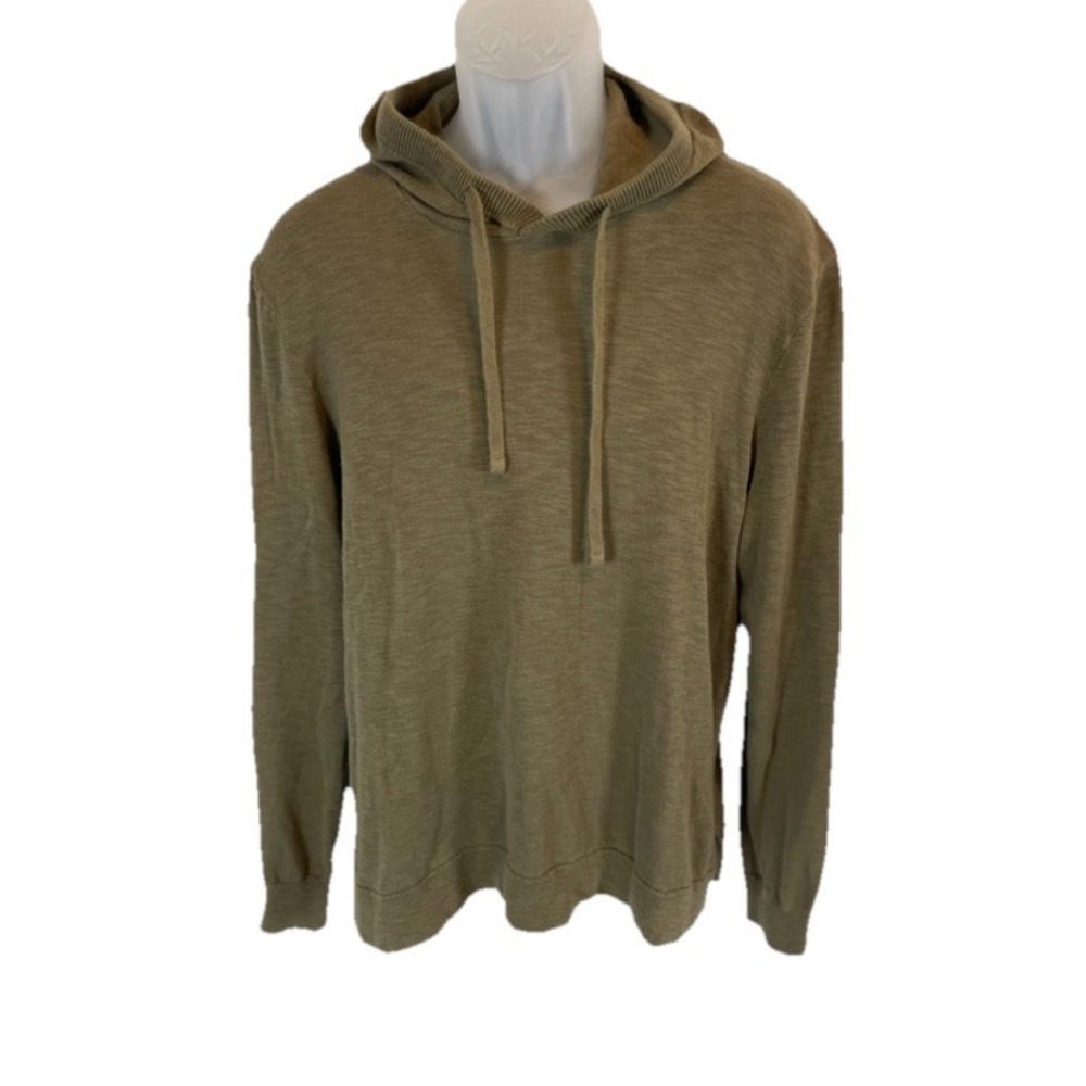 H&M L.O.G.G Green Army Hooded Knit Sweater Top Men's M 100% Cotton Long Sleeve
